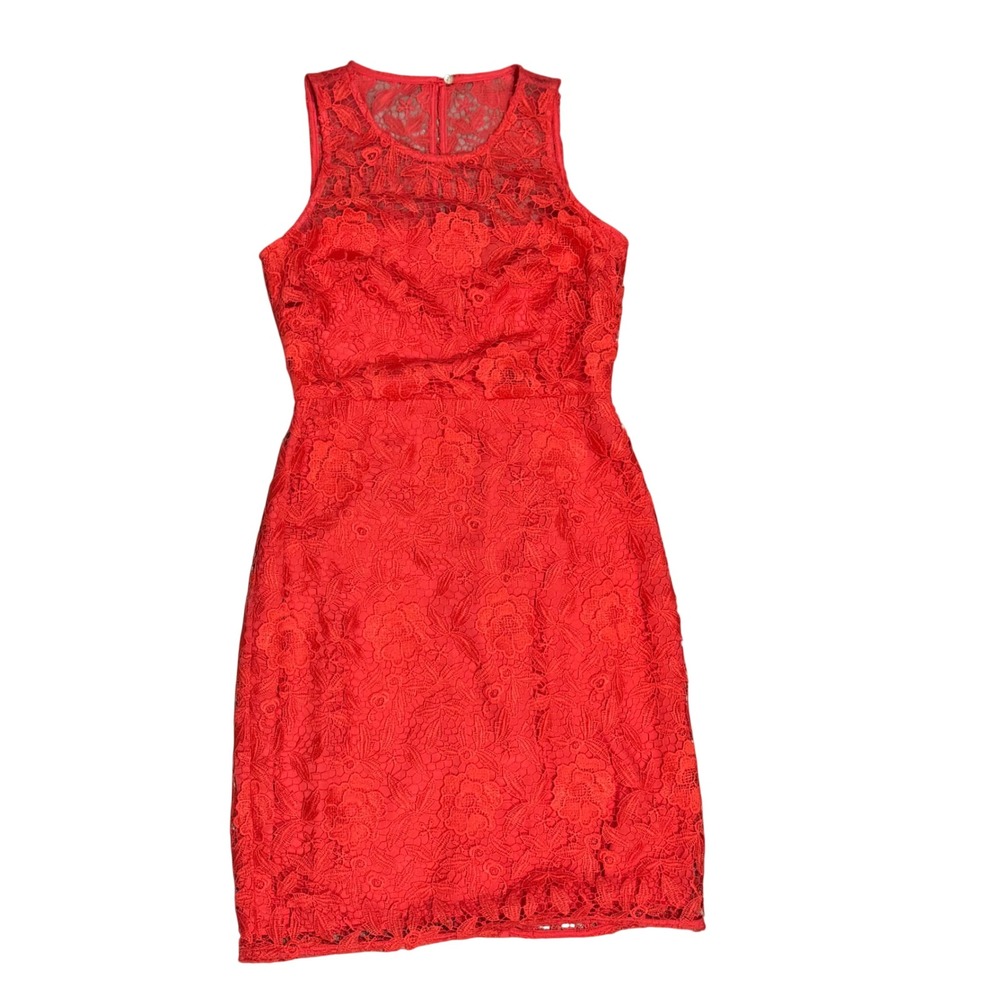 J.Crew Collection Lace Sheath Dress Womens 0 Red NWT A8182 Sleeveless Floral
